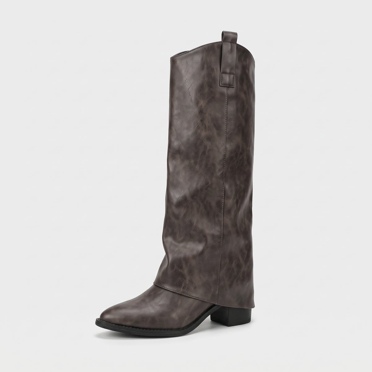 Slip-On Block Heel Boots-Schoenen store -Brown-4.5-Enrois