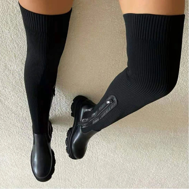 Tall Ribbed Boots with Arch Support.