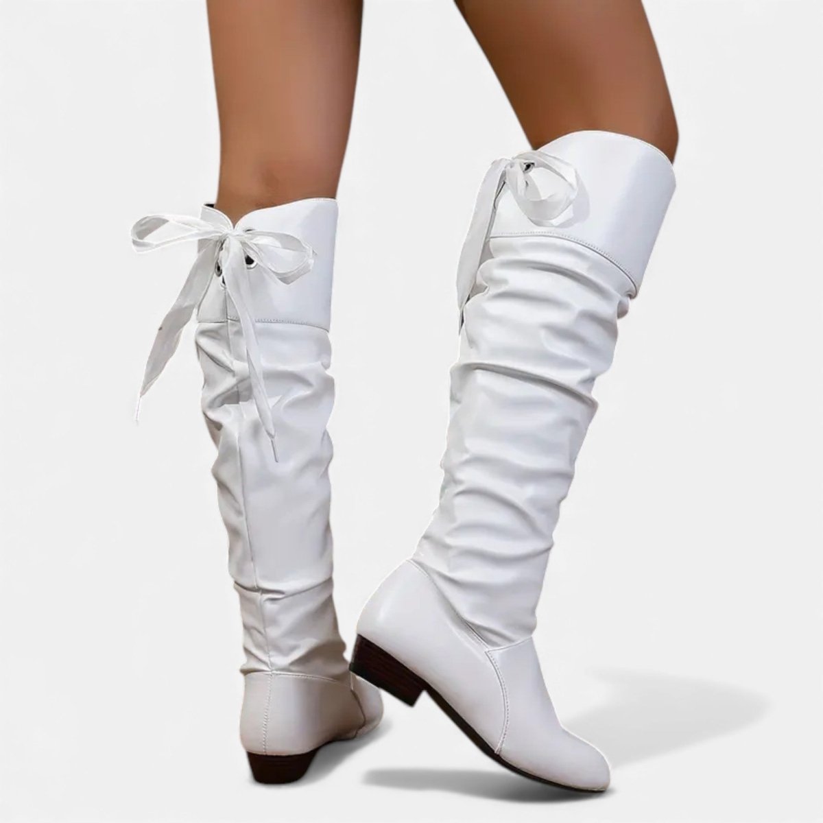 Women's Close-Fit Ruched Knee Boots.