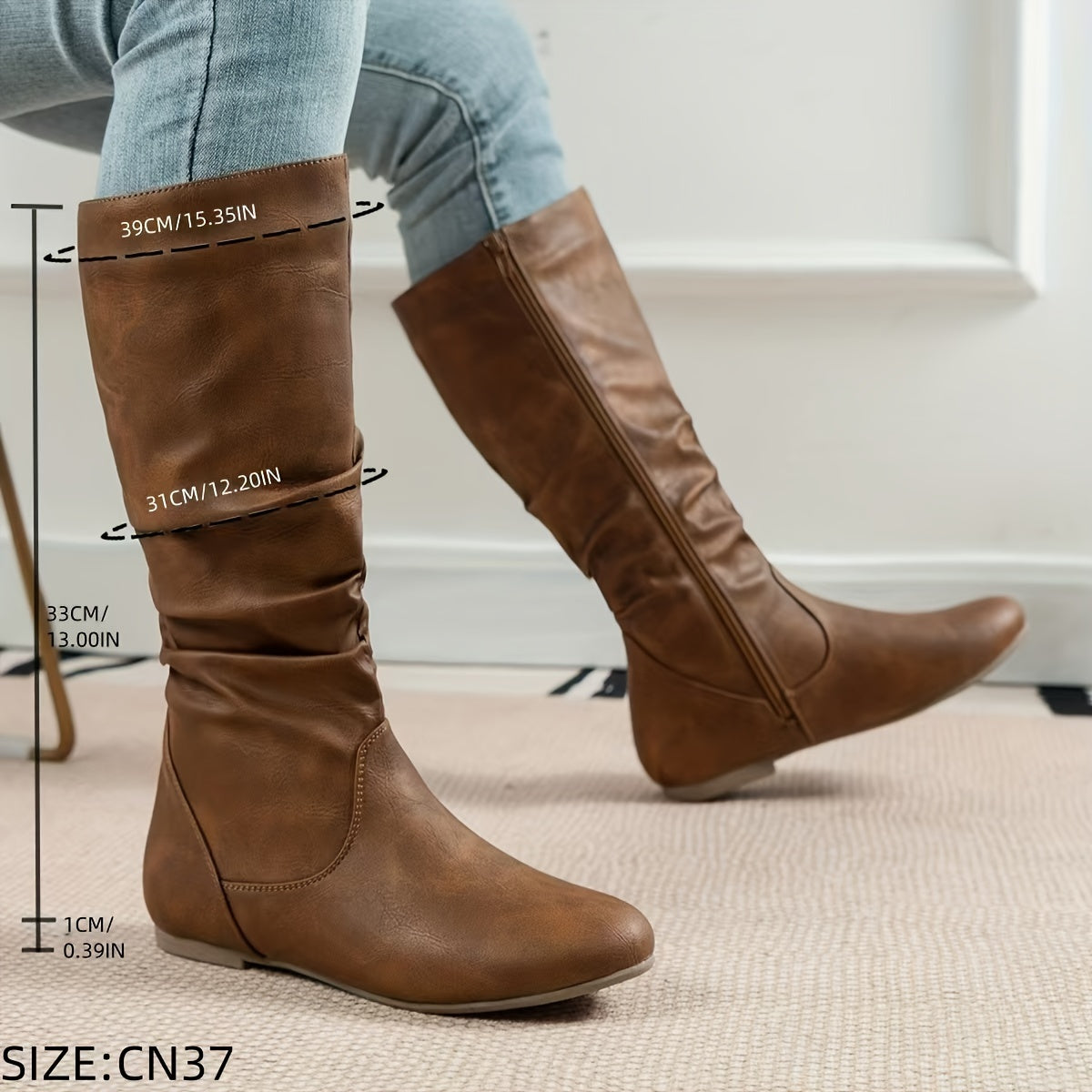 Women's Gathered Flat Knee Boots.