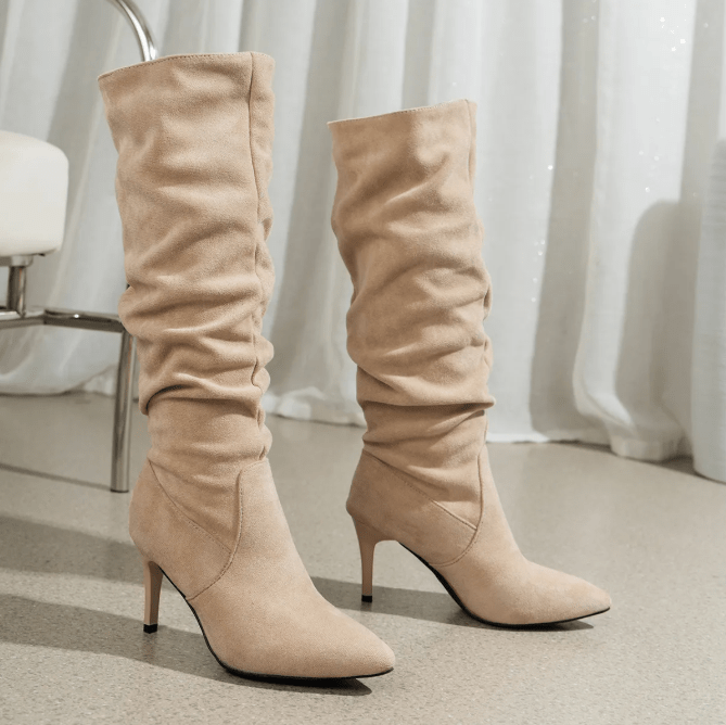 Women's Slouchy Suede Stiletto Boots.