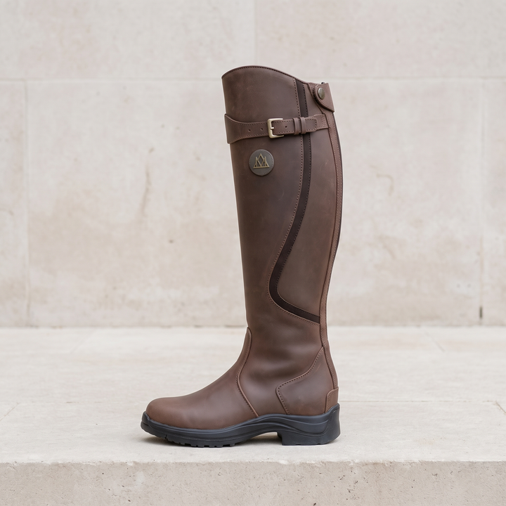 Women's Orthopedic Water-Repellent Leather High Boots — Chestnut brown leather