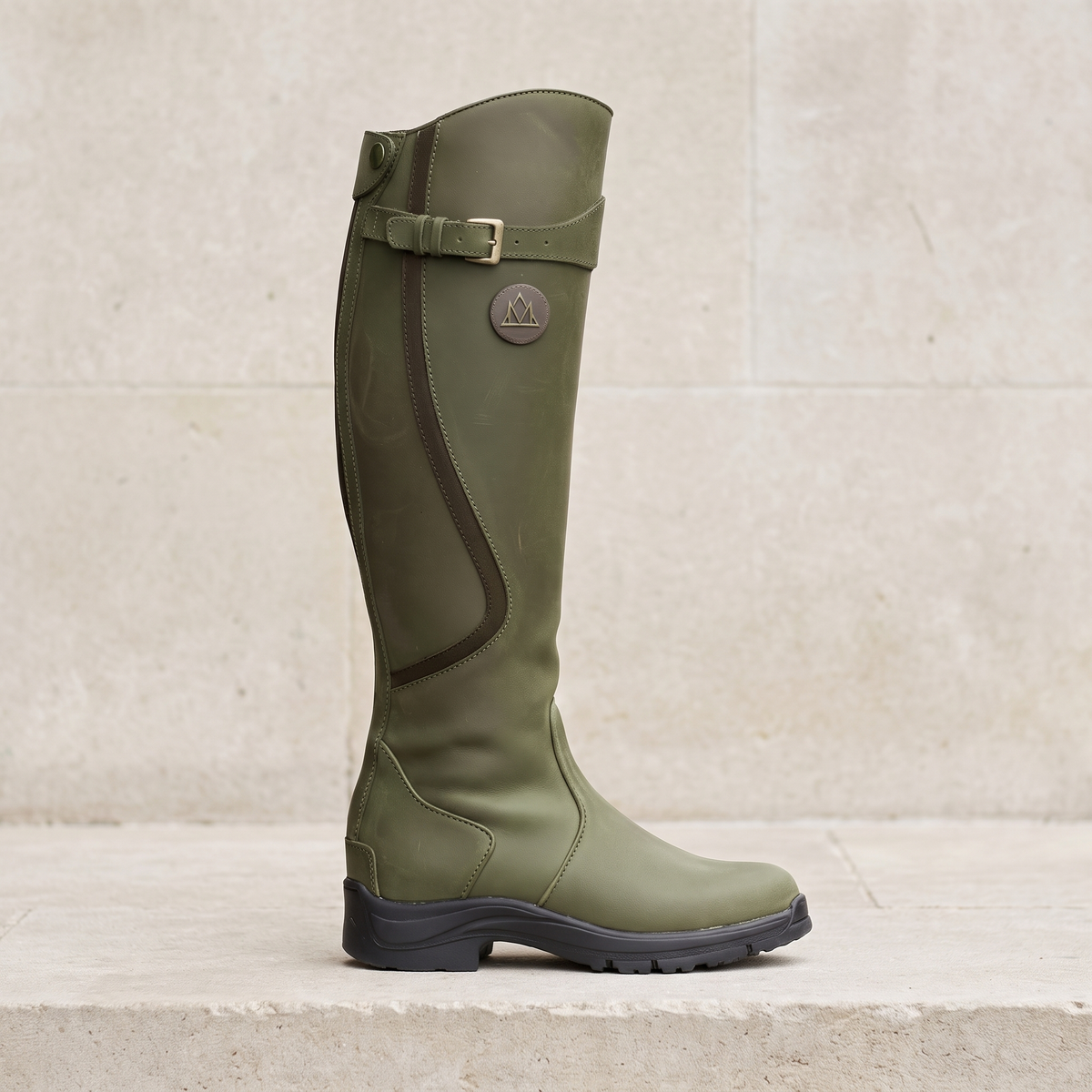 Women's Orthopedic Water-Repellent Leather High Boots — Olive green