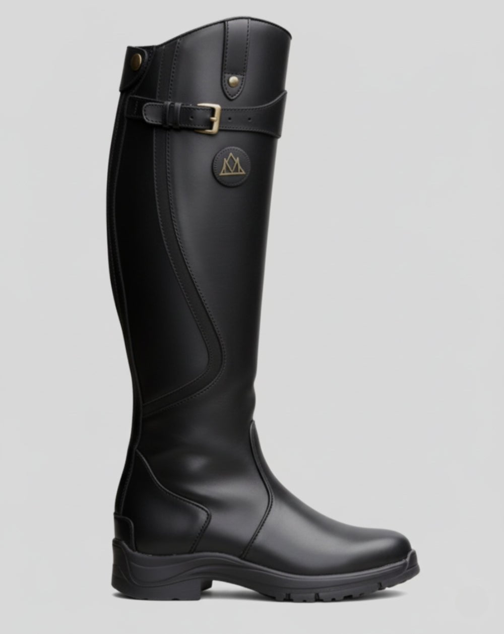 Women's Wide-Fit Water-Repellent Leather Boots in black.
