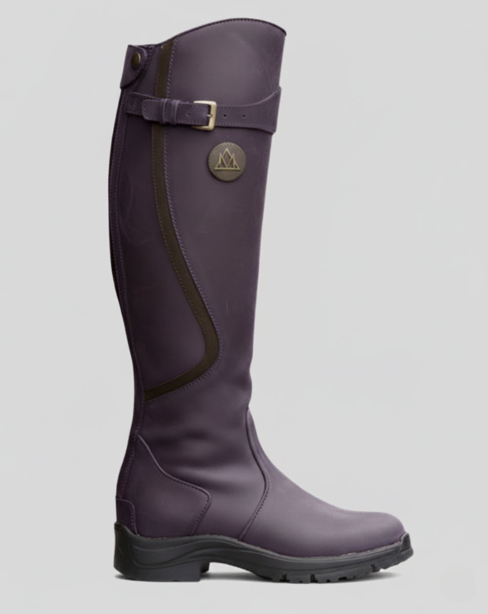 Women's Wide-Fit Water-Repellent Leather Boots in purple.