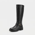 Buckle Block Heel Boots-Schoenen store -Black-5.5-Enrois