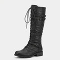 Lace-Up Knee-High Boots-Schoenen store -Black-4.5-Enrois