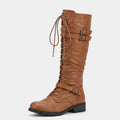Lace-Up Knee-High Boots-Schoenen store -Light Brown-4.5-Enrois