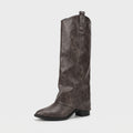 Slip-On Block Heel Boots-Schoenen store -Brown-4.5-Enrois