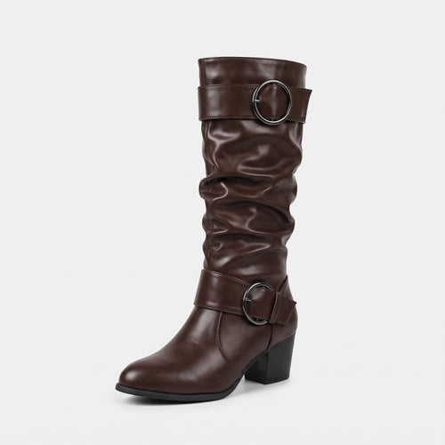 Slouchy Buckle Boots-Schoenen store -Dark Brown-4.5-Enrois