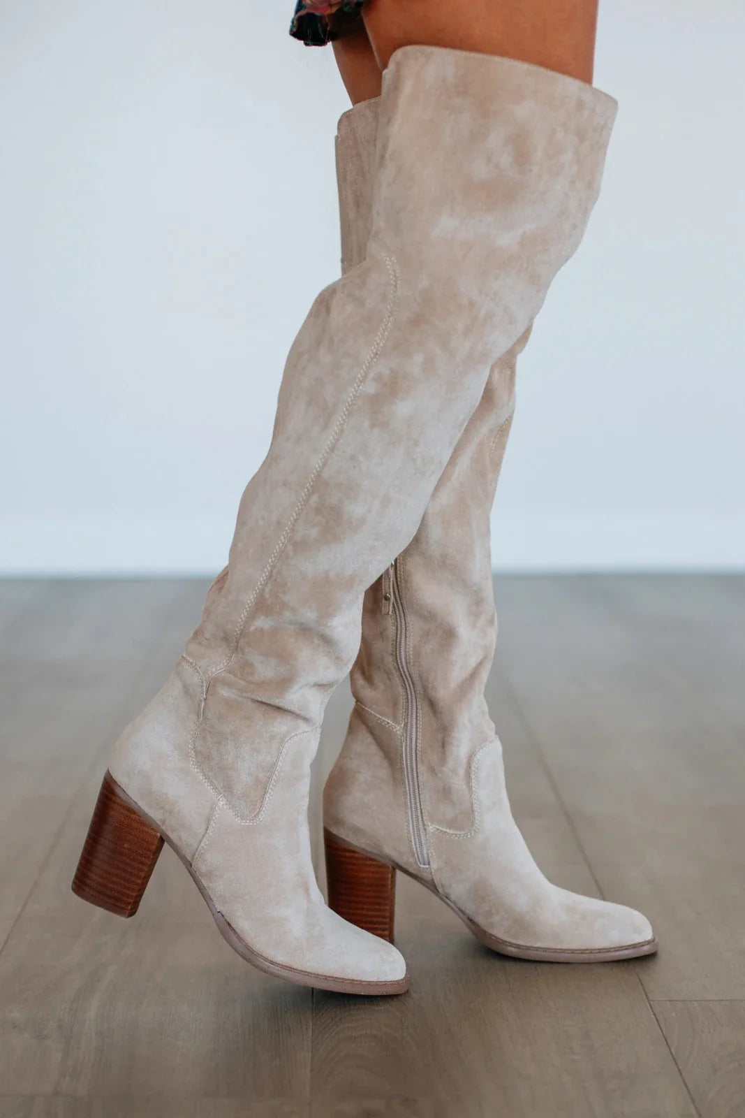 Suede Over-the-Knee Boots-Schoenen store -Enrois