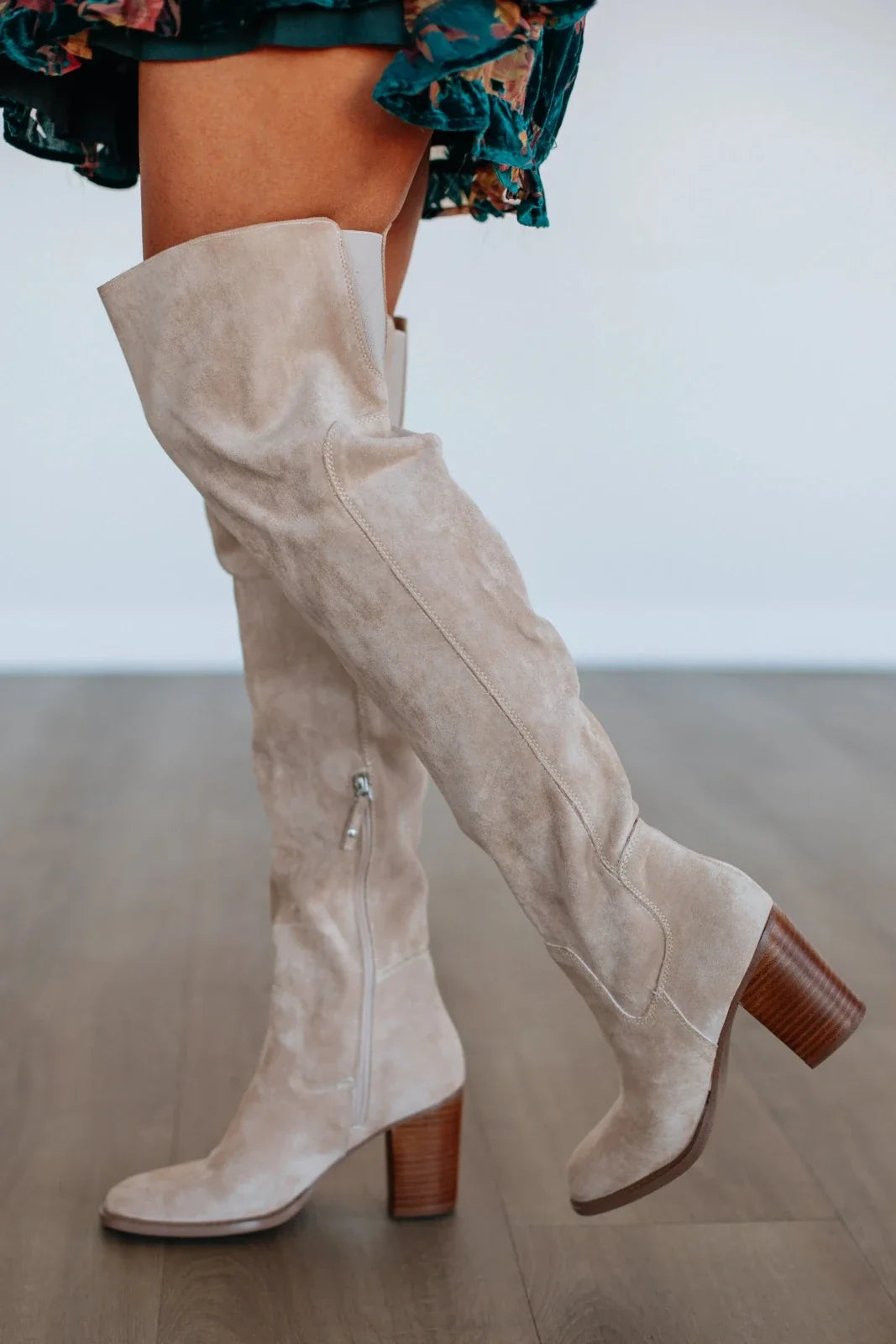 Suede Over-the-Knee Boots-Schoenen store -Enrois