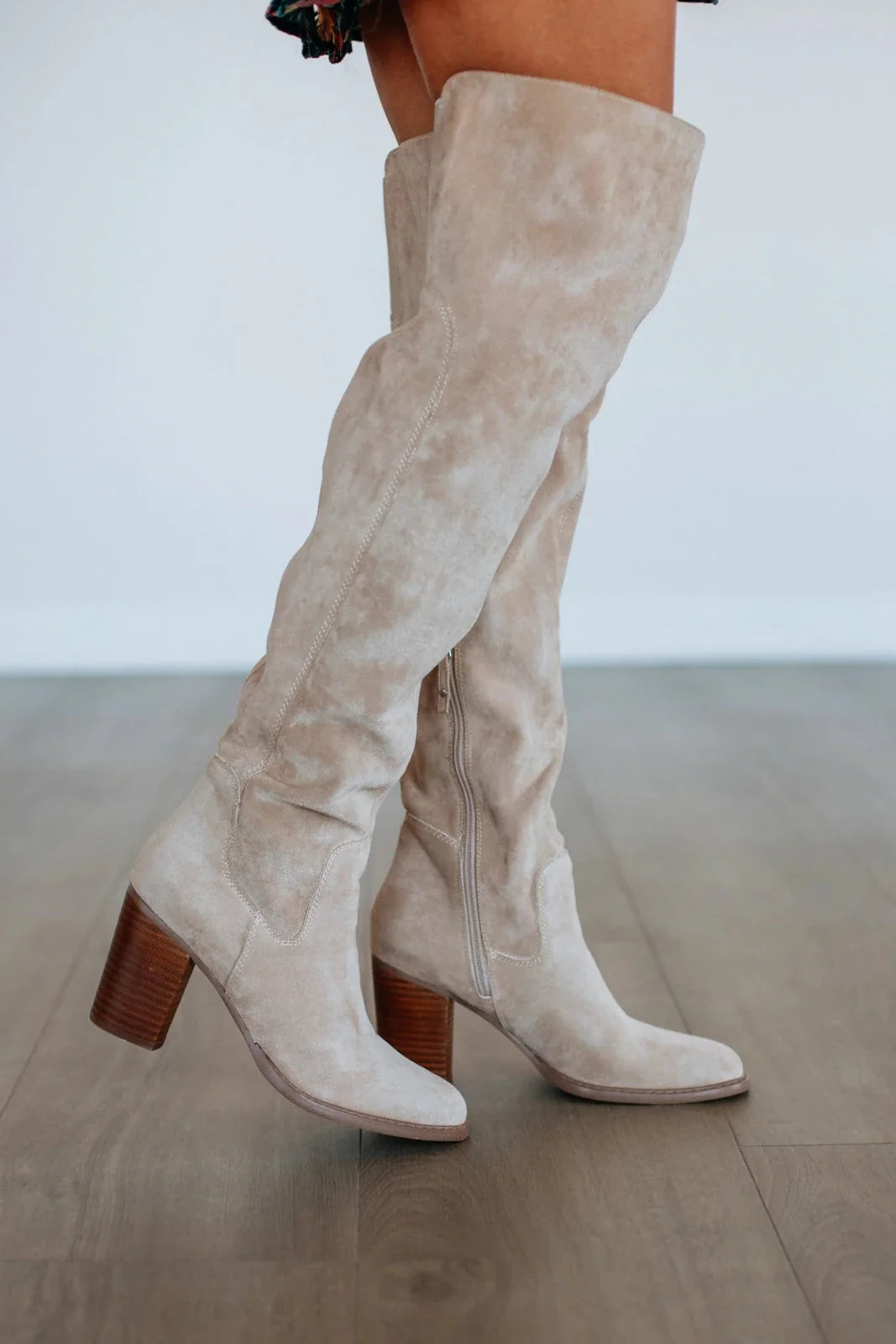 Suede Over-the-Knee Boots-Schoenen store -Enrois