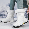 Front-Zip Winter Boots with Arch Support in white.