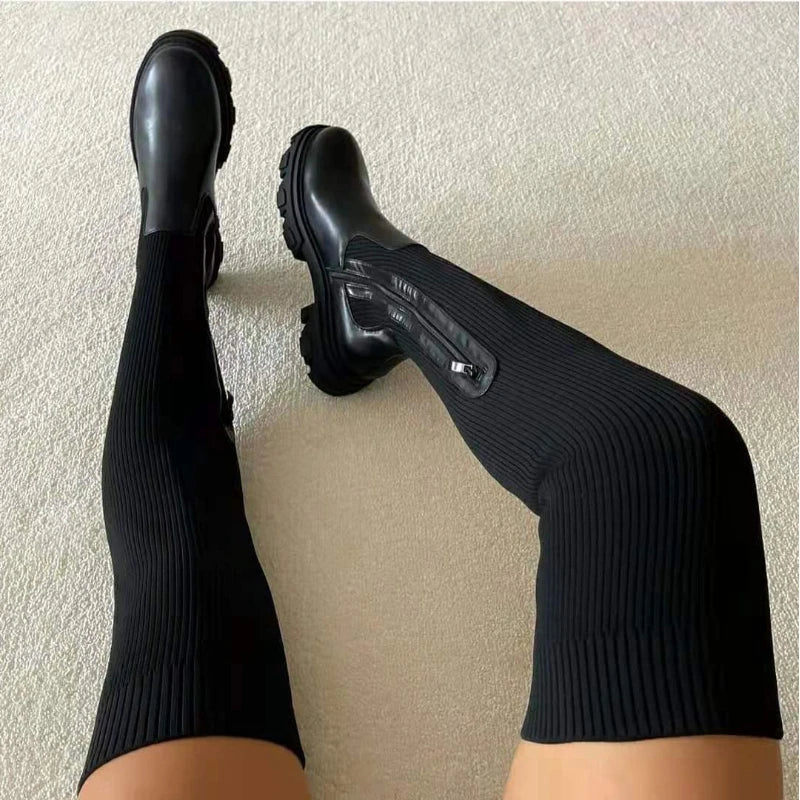 Tall Ribbed Boots with Arch Support.