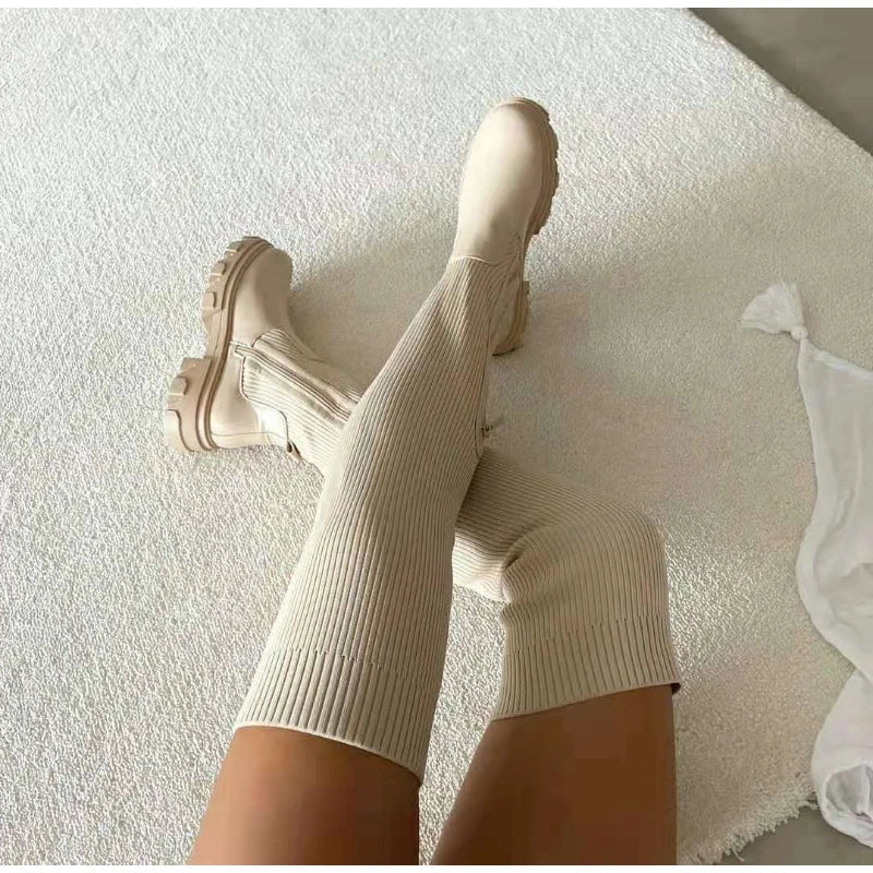 Tall Ribbed Boots with Arch Support.