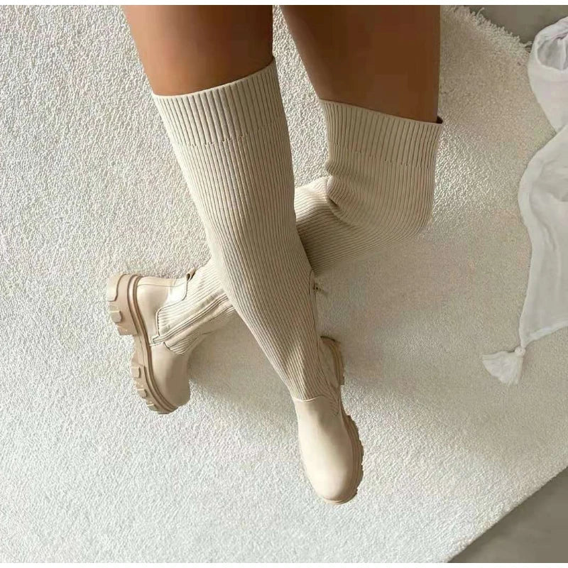 Tall Ribbed Boots with Arch Support.