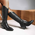 Tall Western Cowboy Boots in black.