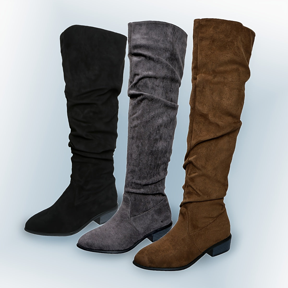 Women's Draped Faux-Suede Knee Boots.