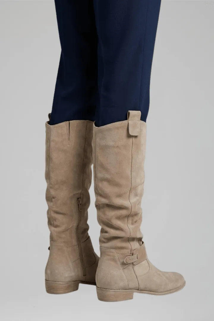 Women's Faux-Suede Knee Boots with Low Block Heels.