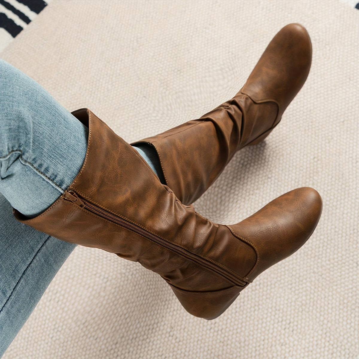Women's Gathered Flat Knee Boots.