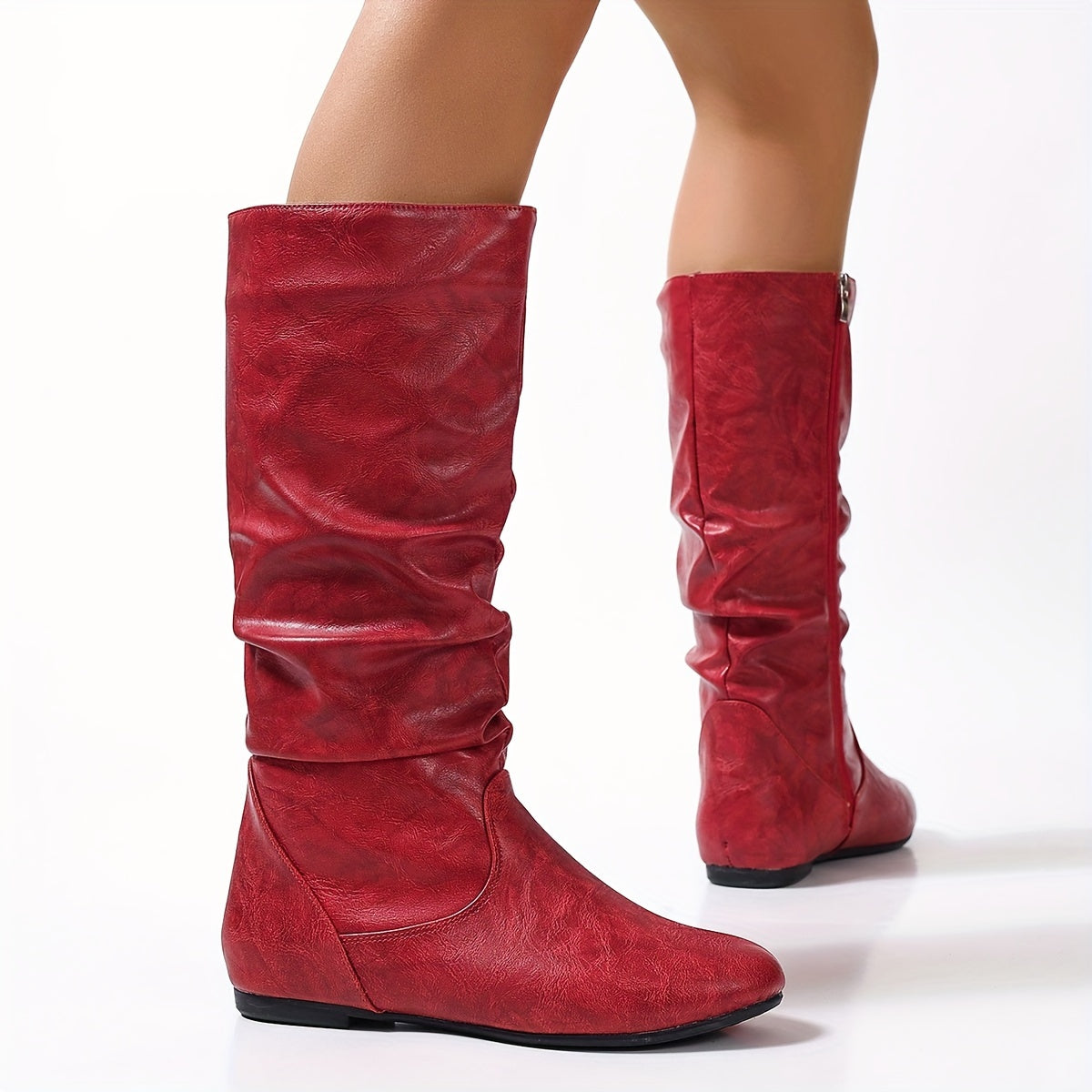 Women's Gathered Flat Knee Boots.