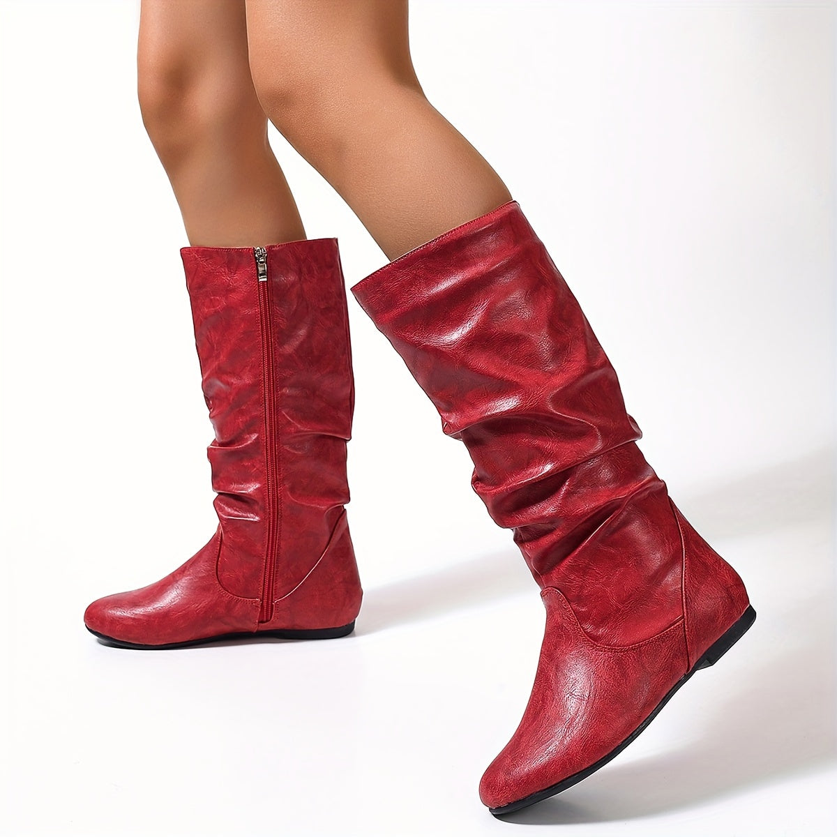 Women's Gathered Flat Knee Boots.