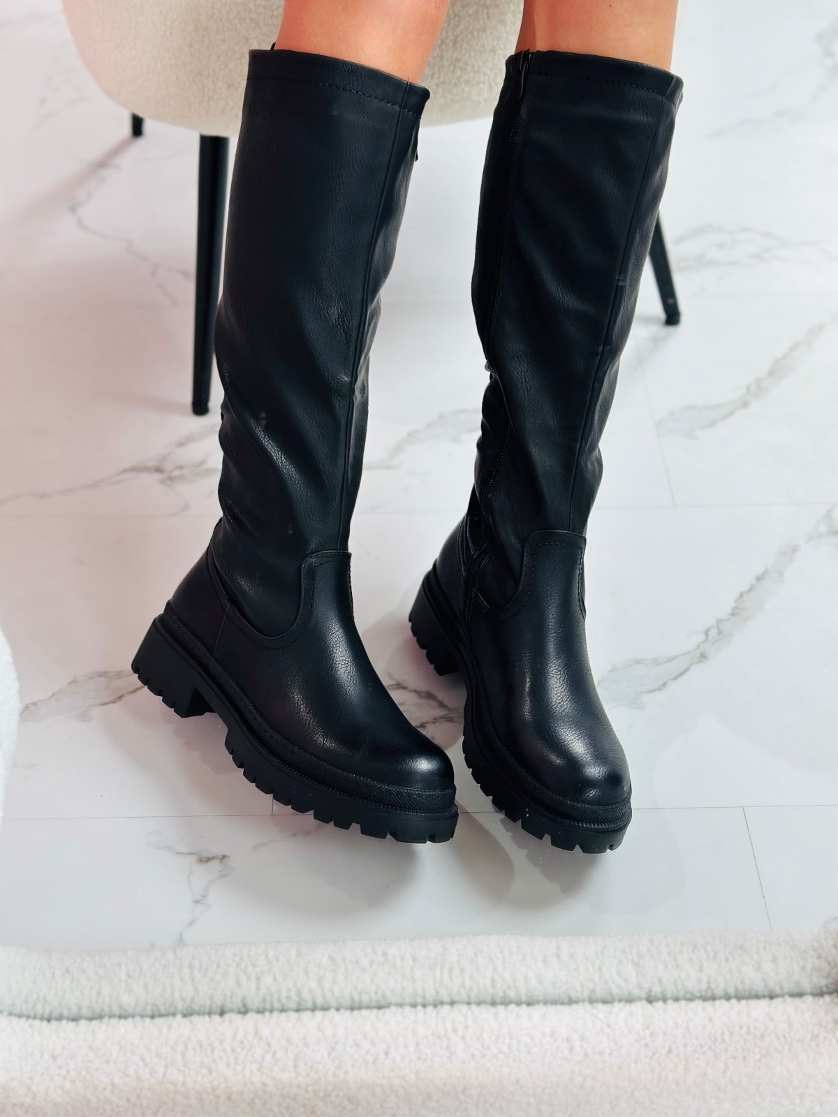 Women's High Faux Leather Inner-Zip Boots.