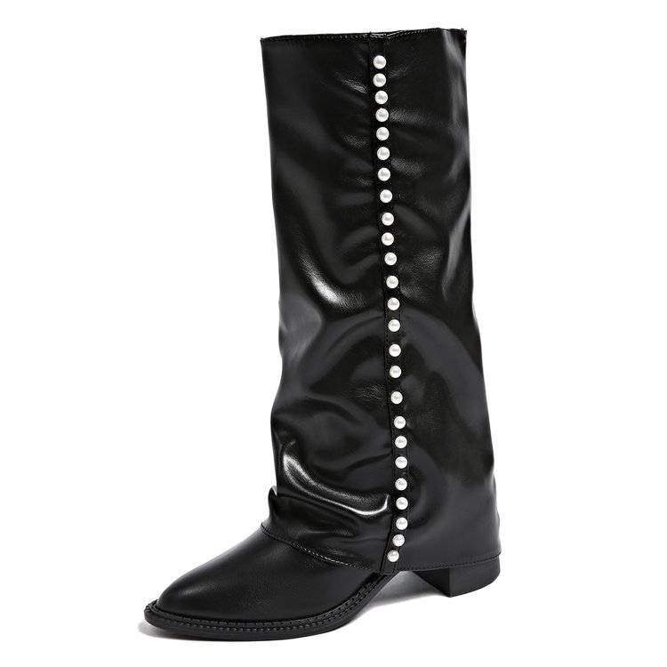Women's Pearl-Trim Knee-High Boots.
