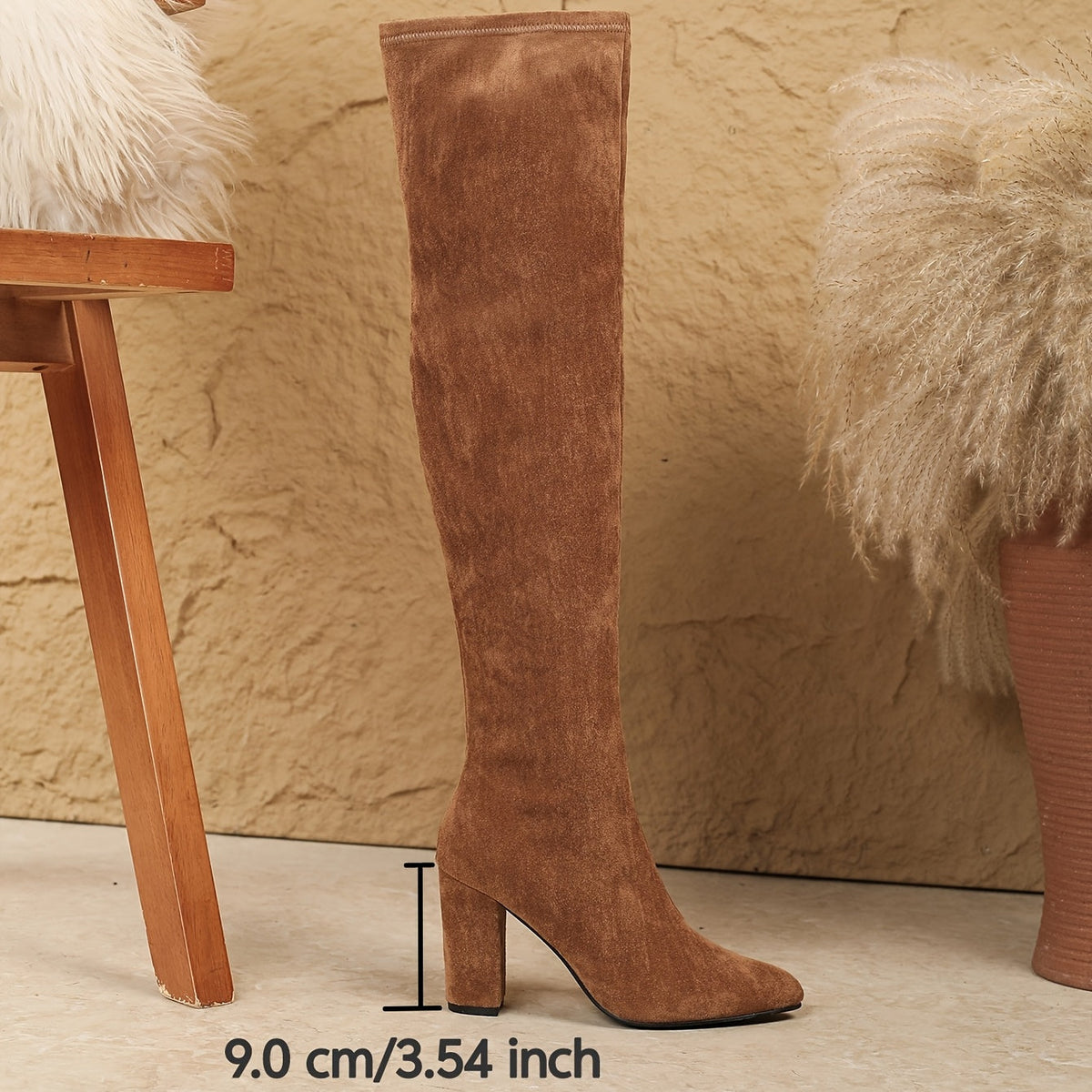 Women's Pointed Faux-Suede Over-Knee Boots.