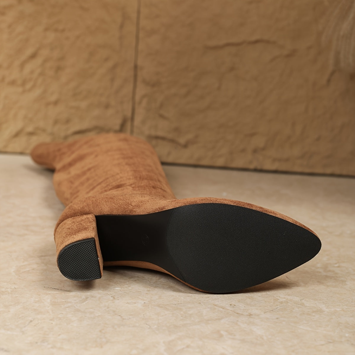 Women's Pointed Faux-Suede Over-Knee Boots.