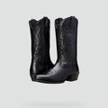 Women's Stitched Western Block-Heel Boots in black.